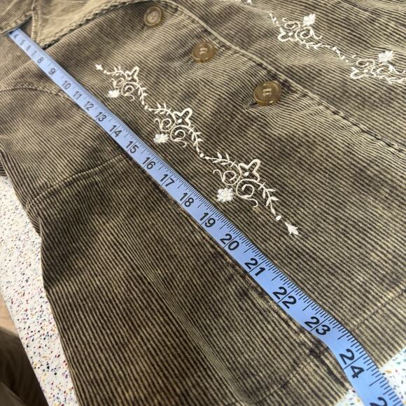 ALDO Women’s Corduroy Brown Blazer Jacket Button Embroidered Large Country West - Picture 7 of 8